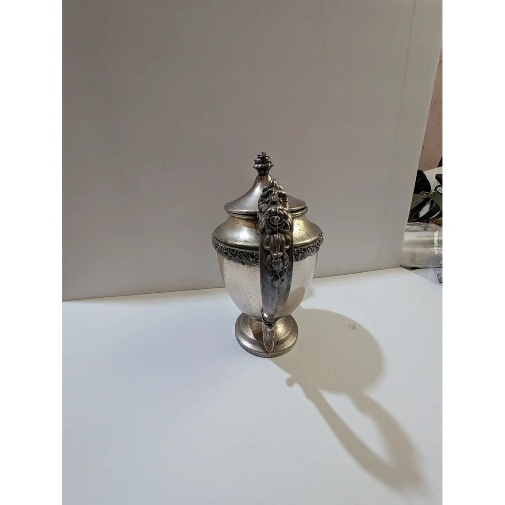 National Silver Co Mary Hayward Silverplate Teapot 7001 Floral Scroll Footed